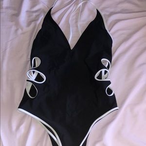 Aerie Black and white cutout one piece